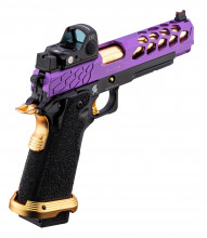 Photo PG9003-11 Airsoft GBB Stryk Hi-Capa 5.1 Purple and Gold Lancer Tactical Pistol with RMR